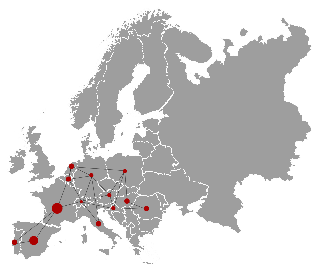 Rotas Selmape no mapa da europa